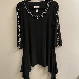 Joseph Ribkoff Black Tunic with White Accents
